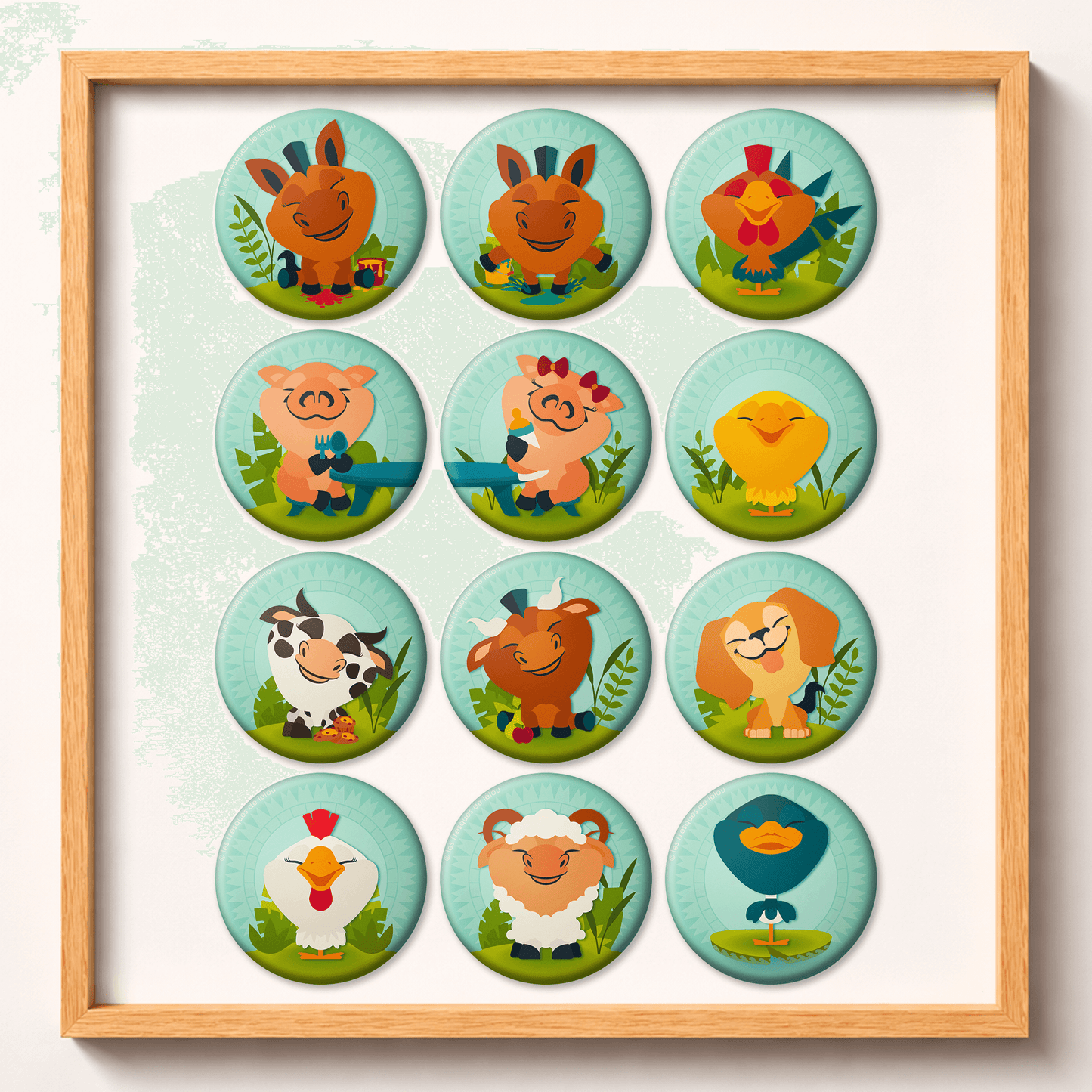Magnets ⚉ Animaux tableau crèche