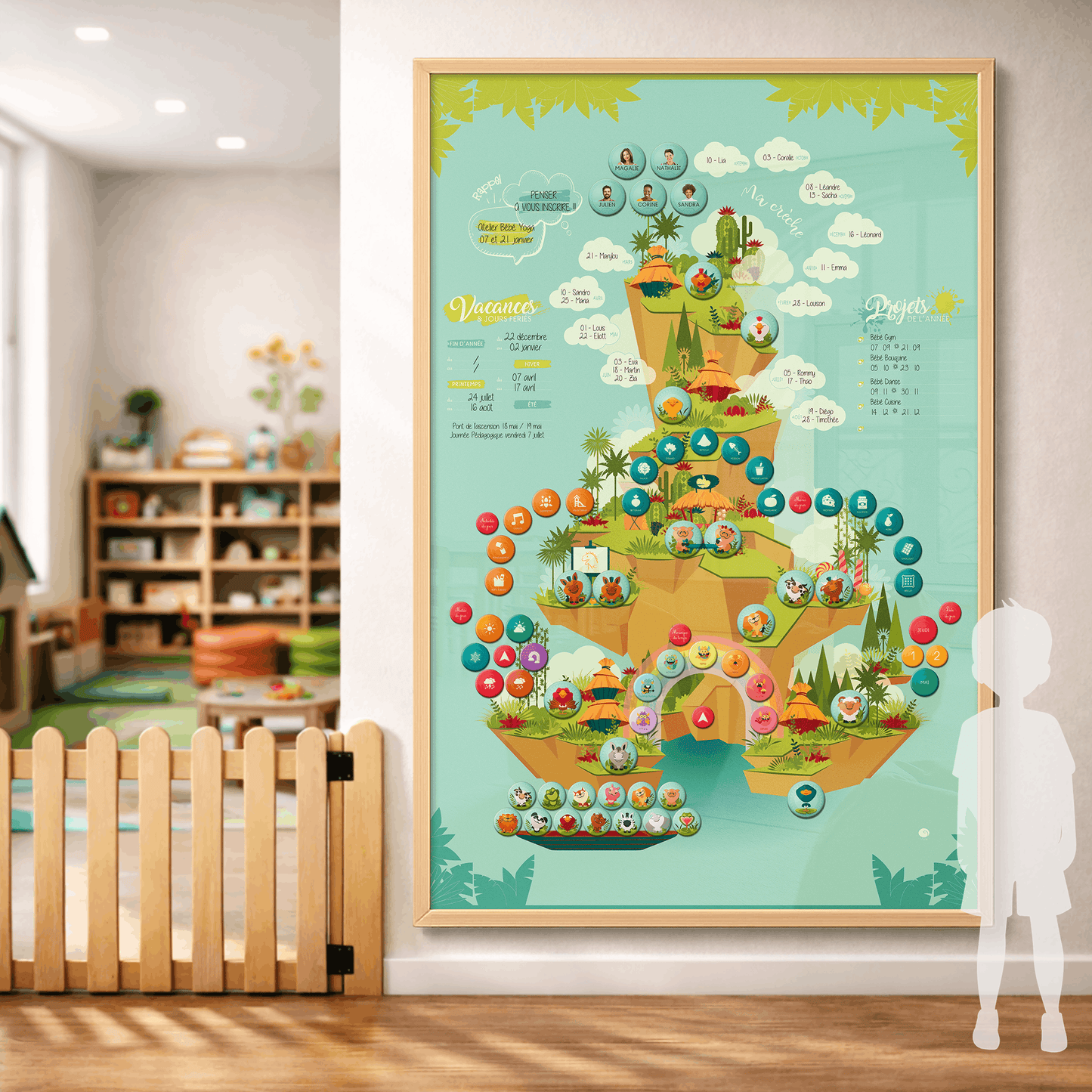 Tableau magnétique mural pour la crèche