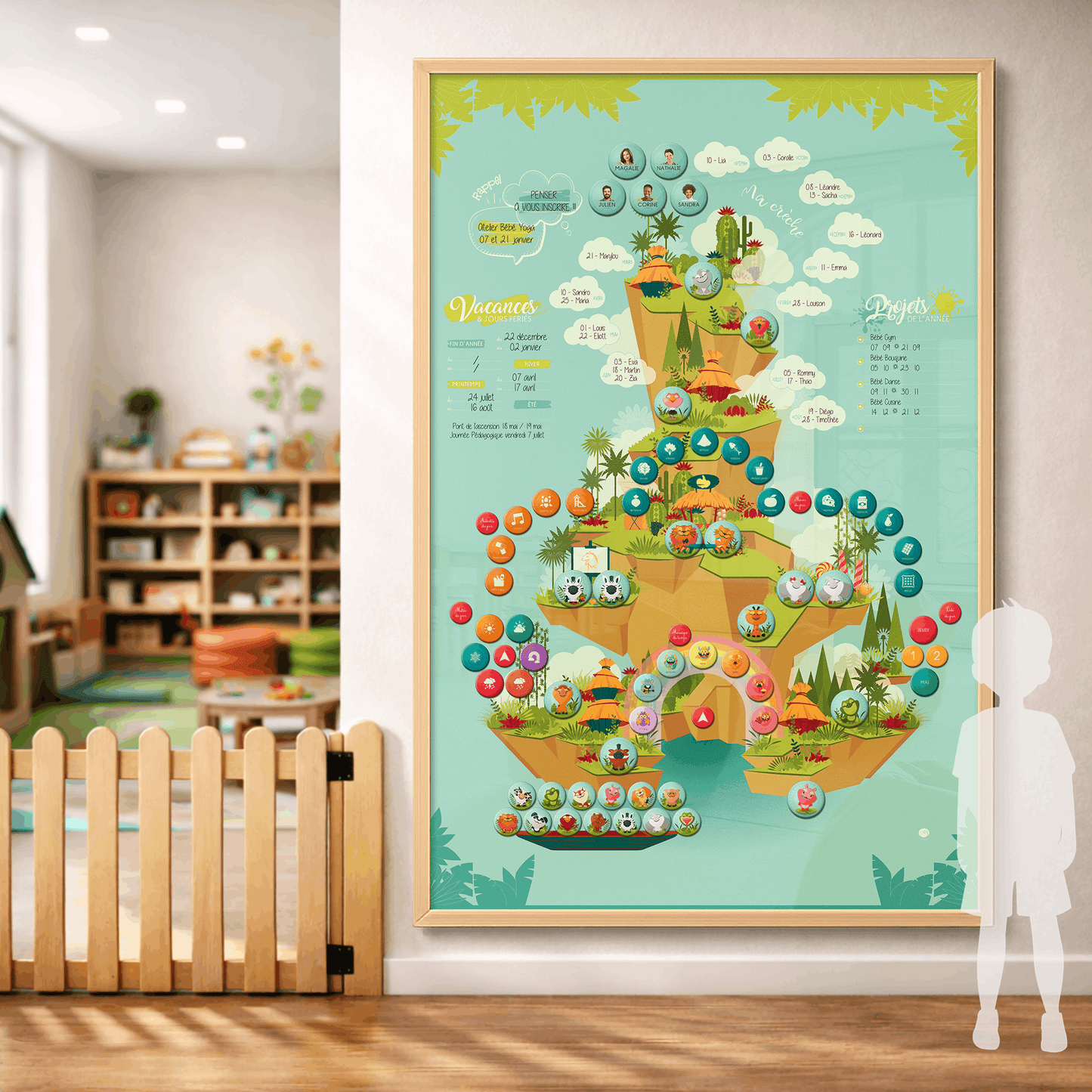 Tableau magnétique mural pour la crèche