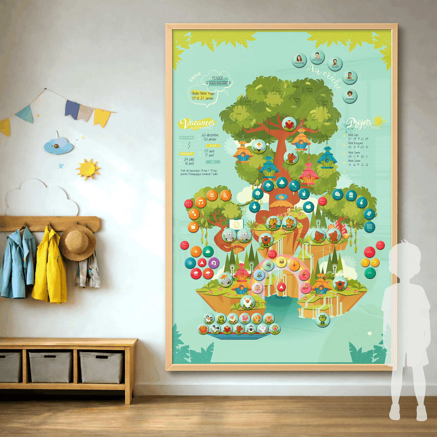 Tableau magnétique mural pour la crèche