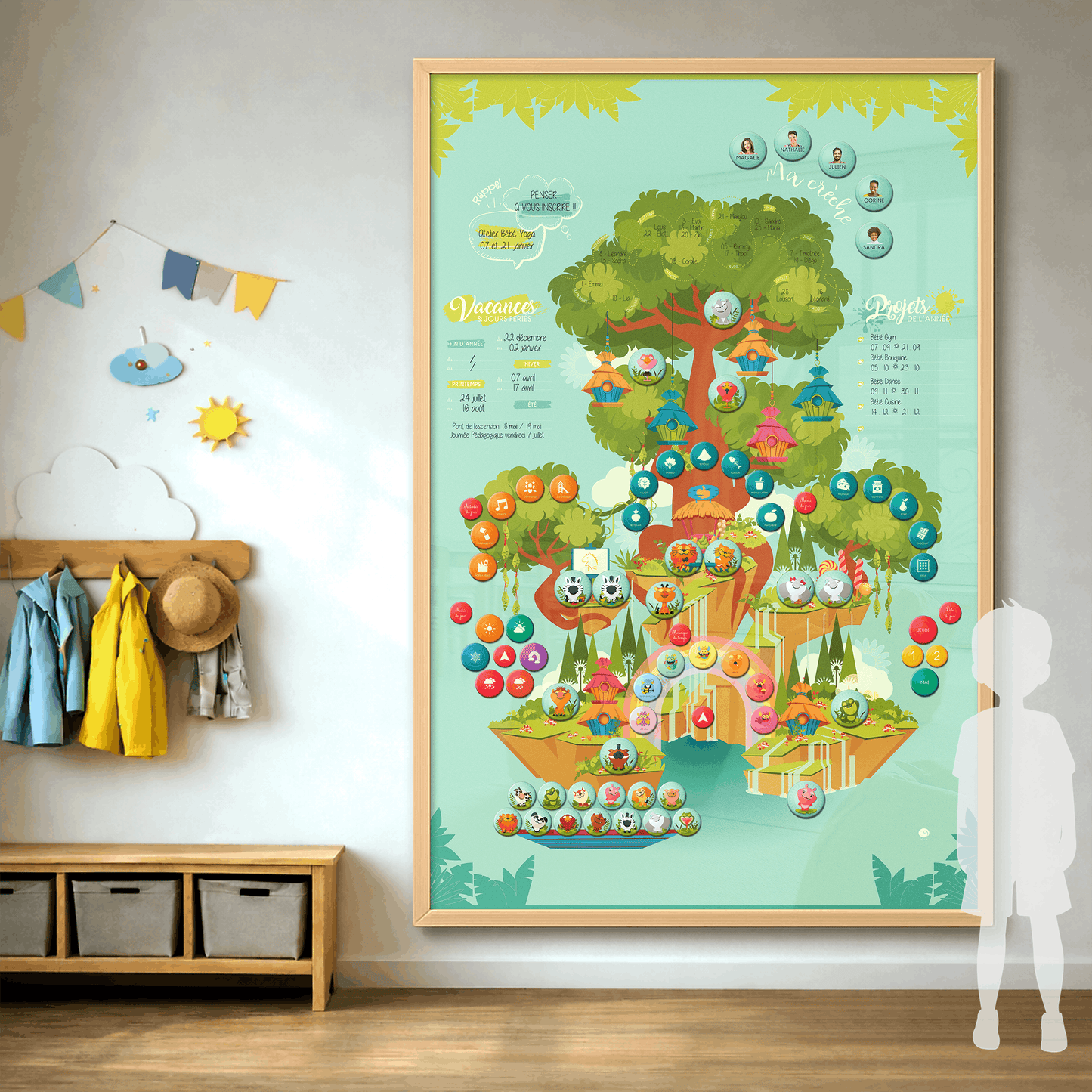 Tableau magnétique mural pour la crèche