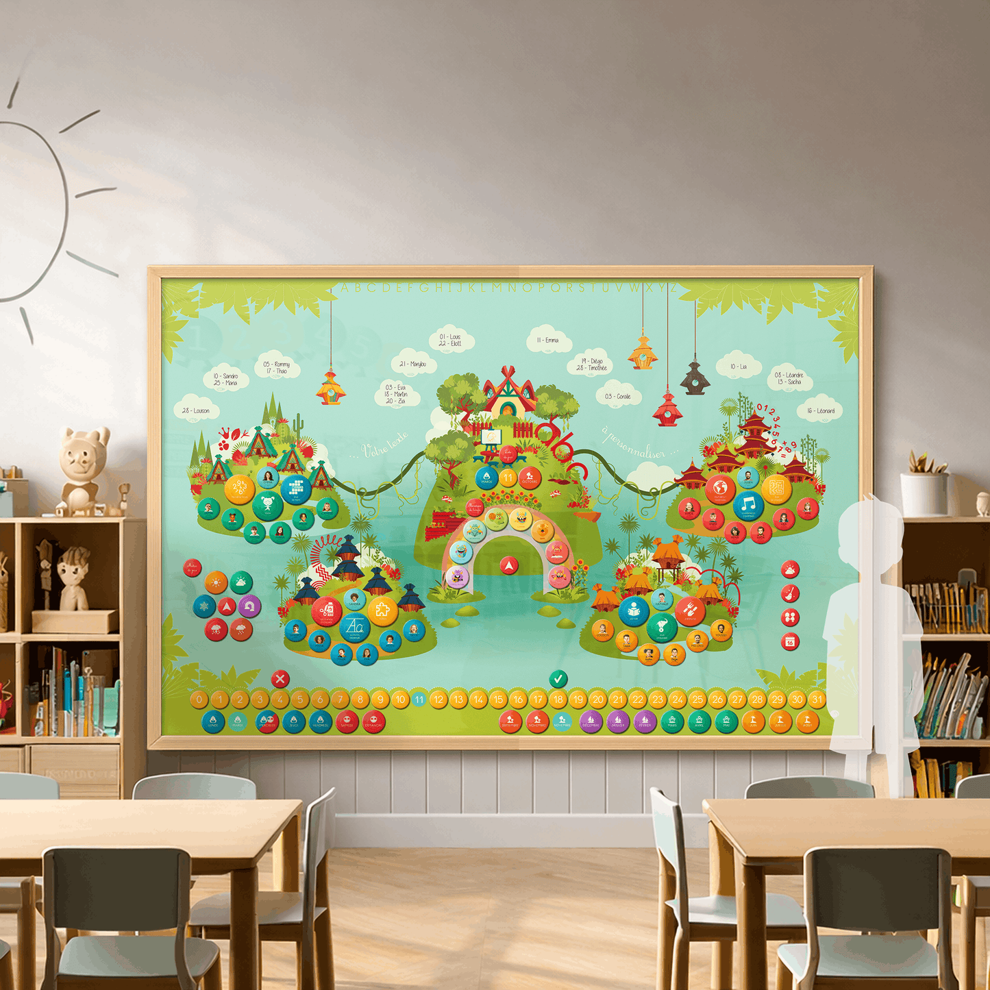 Tableau magnétique mural pour l’école maternelle
