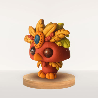 Talisman Plume Cuivre – création artisanale en pâte Fimo